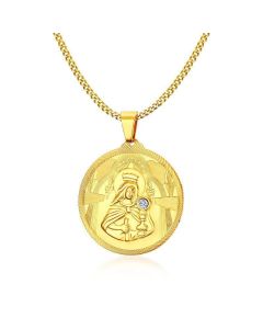 Round Titanium Steel Rhinestone Maria Pendant