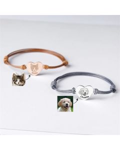 DIY Dogs And Cats Pet Memorial Braided Rope Adjustable Size Custom Bracelet
