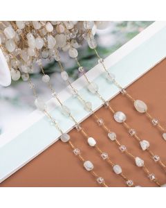 Stainless Steel Natural White Crystal Gravel Chain