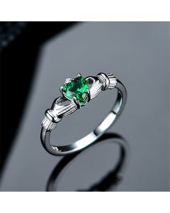 925 Silver European And American Exquisite Fashion Personality Color Glass Main Stone Love Crown Ring