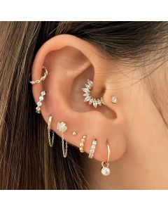 Puncture Ear Bone Stud Female Fine Zircon-embedded Earrings