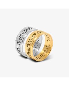 Hollow Great Wall Pattern Frosted Stainless Steel Ring