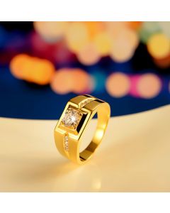 Gentleman Temperament Plated 24k Yellow Gold Ring For Men