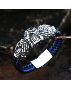 Stainless Steel Skull Leather Bracelet Retro