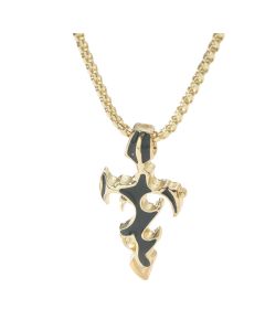 Drop Oil Cross Flame Necklace Fashionable Men