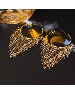 Women's Metal Bead Tassel Earrings