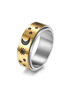 European And American Wind Star Moon Sun Stainless Steel Ring