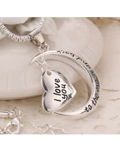 PGNX0411 I Love You to the Moon and Back Fashion Silver pendant Moon Heart shaped