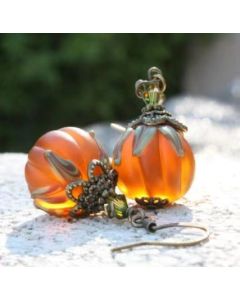 Vintage Pumpkin Pendant Drop Earrings