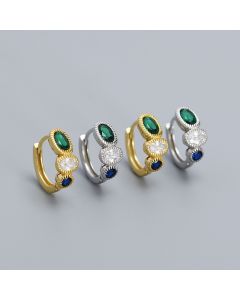 Whole Body Silver Emerald Eardrops Earrings Fashion Ear Clip
