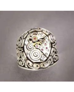 Vintage Old Mechanical Pattern Watch Men's Ring
