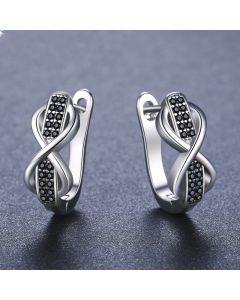 Copper Earrings Round Lines Micro Inlaid Zircon Exquisite Ear Clip