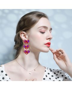 Alloy Diamond Multi-layer Love Earrings