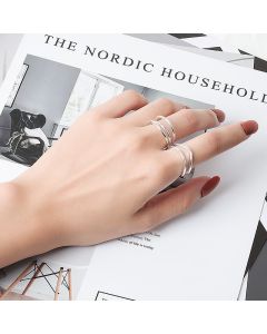 Extremely Simple Curved Double-layer Geometric Lines Irregular Opening Ring