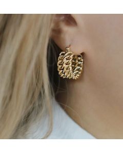 Cold wind simple double-layer hollow geometric earrings