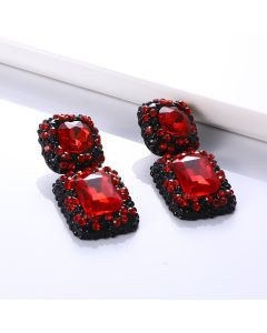 Exaggerated Big-Name Jewelry Personality Fashion Simple Square Gemstone Earrings Banquet Clothing Accessories