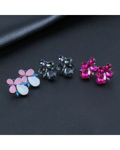 Women's Flower Shaped Stud Earrings Alloy Glass