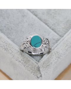 S925 Sterling Silver Vintage Natural Turquoise Ring