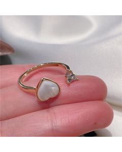 Natural Shell Heart-shaped Couple Ring Ins Style Daily