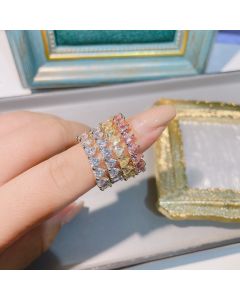 Popular Sweet Elegance Heart-shaped Zircon Full Diamond Ring