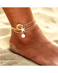 Simple Three-layer 3 Ankle Chain Metal Alloy Ornament Anklets Suit