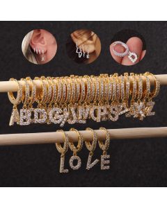 Zircon earrings with 26 English letters