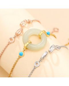 S925 Sterling Silver Empty Bracelet Holder Clipped Button Bracelet