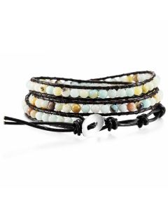 Hand-woven 3 Circles Leather Cord Bracelet Adjustable