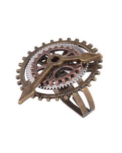 Vintage Design Clock Hand Gears Steampunk Ring