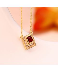 Natural red pomegranate pendant necklace