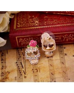 All-match Rose Skull Earrings Earrings Colored Diamond Exaggerated Earrings