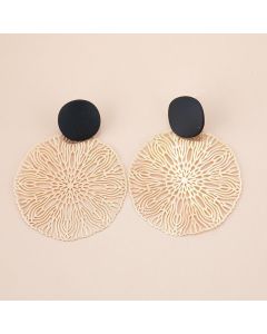 Circle Geometric Hollow Carved Golden Earrings