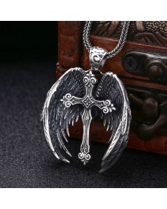 925 Sterling Silver Wings Cross Pendant
