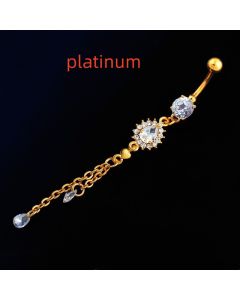 Gold-plated Tassel Small Alloy Jewelry Water Drop Zircon Navel