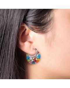 Color Handmade Bouquet Mille-fleurs Glass Floral Stainless Steel Earrings
