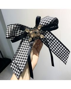 High-End College Feng Shui Diamond Gem Houndstooth Large Bow Tie Flower Bow Tie Shirt Collar Pin Pin Female