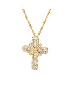 Cross-Border Sources European And American Cross Hiphop Necklace Pendants Micro-Inlaid Zircon Hip-Hop Gold Necklace