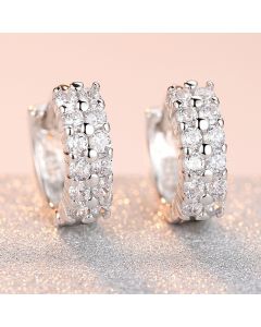 Double Row Diamond Circle Zircon Earrings