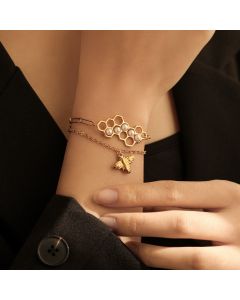 Honeycomb Bee Titanium Steel Pearl Bracelet