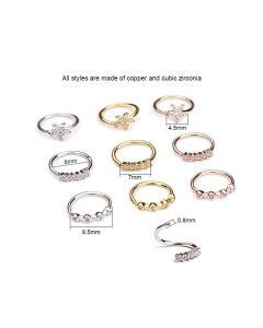 Cross border e-commerce hot selling zircon flower nose ring inlaid with zircon