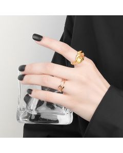 Freeform Irregular Double Layered Curve Ring