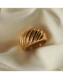 Croissant Stainless Steel Women's 18K Gold-plated Twisted Titanium Steel Ring