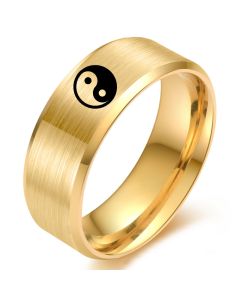 Chinese Style Eight-diagram-shaped Appetizer Ring Popular Fashion Stainless Steel Men's Ring