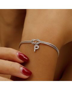 Fashion Copper Inlaid Zircon 26 Letter Knotted Bracelet