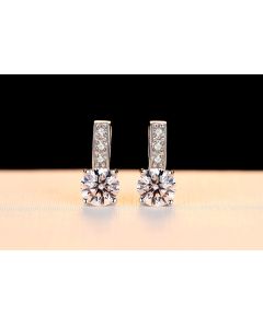 Simple Sterling Silver Earrings, Hearts And Arrows, Zircon Inlaid Jewelry