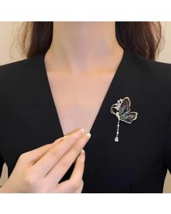 Exquisite Translucent Butterfly Tassel Brooch