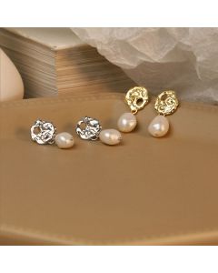 S925 Sterling Silver Light Luxury Vintage Baroque Pearl Earrings