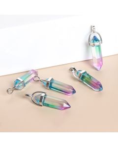 Multicolor Glass Hexagonal Column Pendant