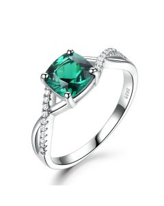 S925 Sterling Silver Emerald Ladies Ring