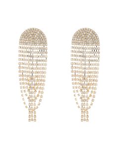 Semicircular Alloy Diamond Earrings With Rhinestone And Long Tassel